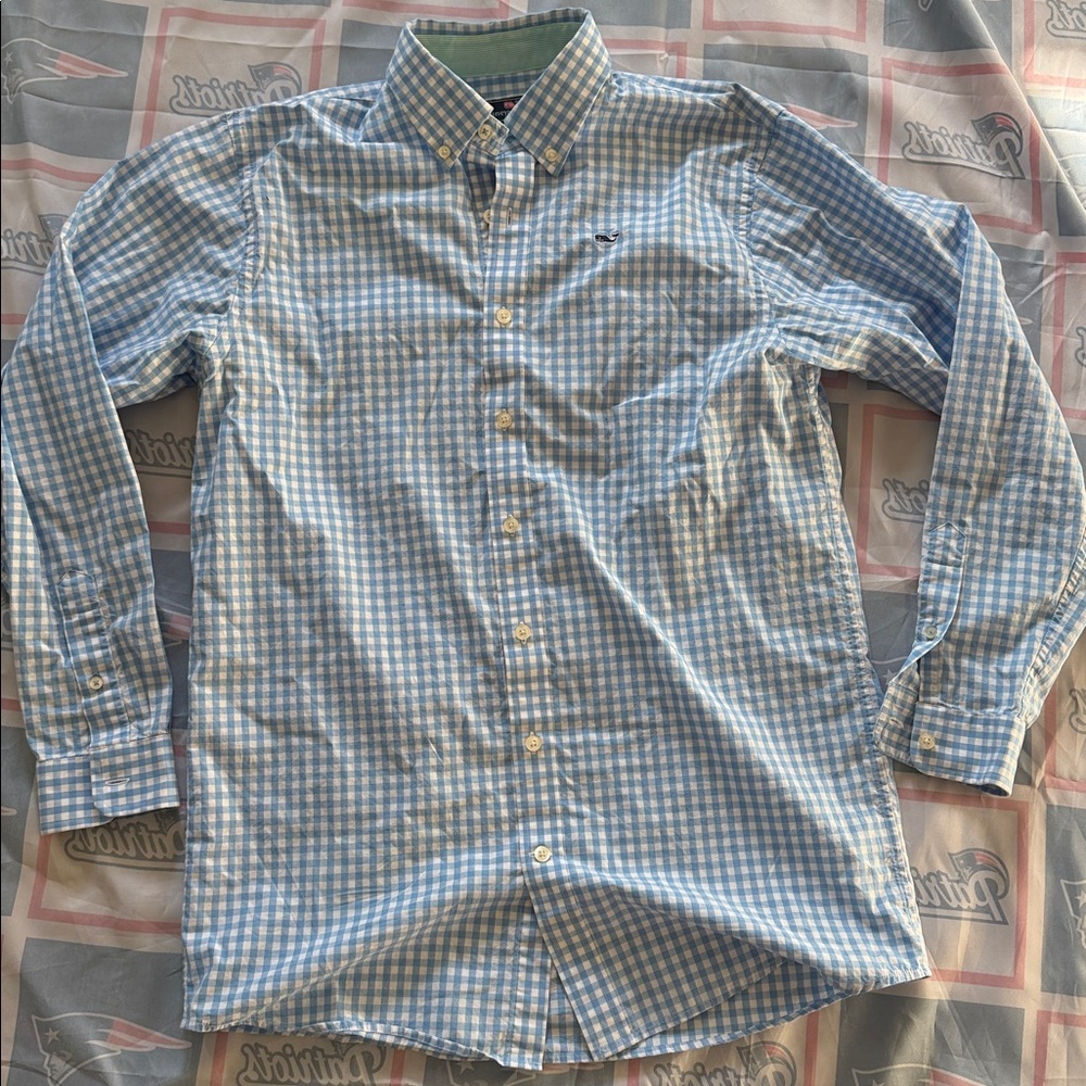 Vineyard Vines Light Blue and White Checkered Shirt